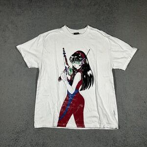 Nice Ghost Club Retro-futuristic Anime Girl Graphic White Tshirt Mens L #2086